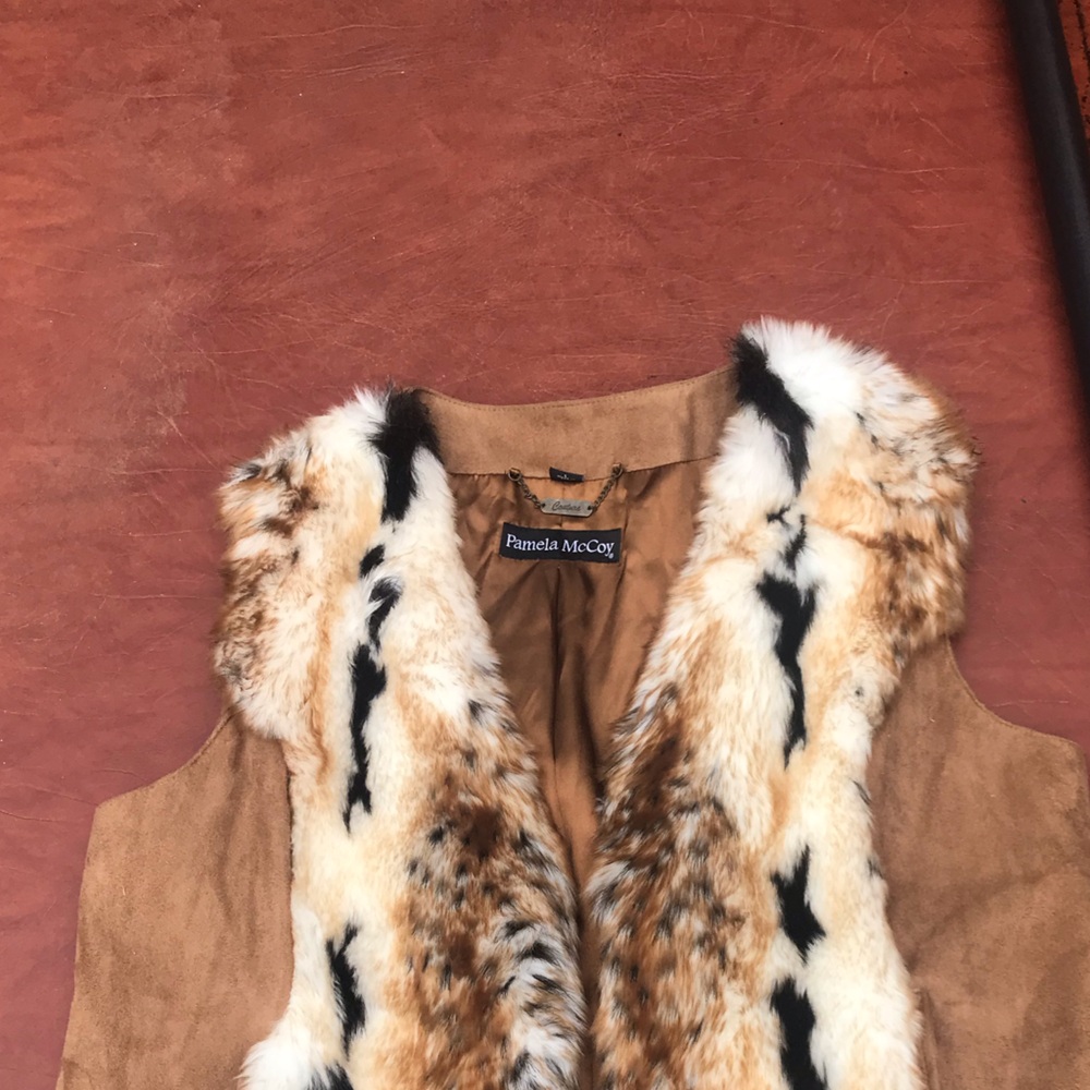 Pamela McCoy faux fur/suede vest